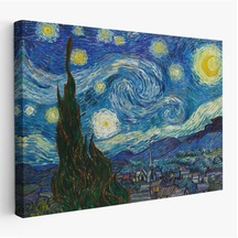 Harita Sepeti Vincent Van Gogh, Yıldızlı Gece Kanvas Tablosu-5165-125x210