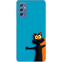 Samsung Galaxy M52 Uyumlu Kedi Uyarısı Baskılı Silikon Kılıf Renkli