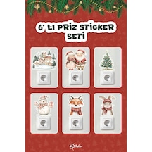 6 Lı Yeni Yıl Temalı Mini Sticker Priz Sticker Yılbaşı Yeni Yıl Mini Boy Sticker Seti 6 Lı Soft Dijital Baskı