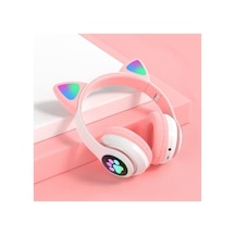 Kart Girişli Fm Radyolu Led Işıklı Kablosuz Ve Kablolu Bluetooth Kedi Kulaklık 5.0v
