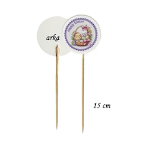 15 Cm Uzun Kürdan - 20 Adet Dekoratif Happy Easter Baskılı Kürdan-3 Paskalya Bayramı