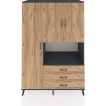 Kronos Dolap 6 Raflı 3 Çekmeceli 3 Kapaklı 132x59x195 Antrasit-çam/çam Atlas Çam/atlas Çam