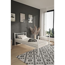 Argimo Metis Tek Kişilik Metal Beyaz Karyola 90x190