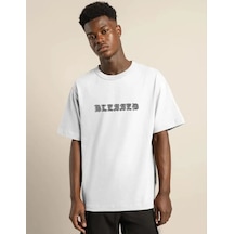 Efnaz Style Unisex Bisiklet Yaka Oversize Baskılı T-shirt - Beyaz