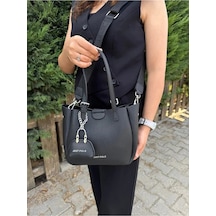 Just Polo Kadın Yeni Sezon Yumuşak Derili 4 Bölmeli Lüks El Ve Omuz Çantası Shopper Ebat: 28 X 20 Cm Siyah