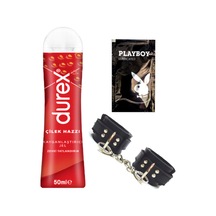 Durex Çilek Hazzı 50 Ml Jel + Siyah Deri El Kelepçesi + Hediye