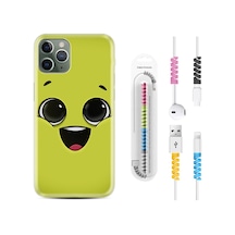 Apple Uyumlu iPhone 12 Pro Max Kılıf Kablo Koruyuculu White Green 1833