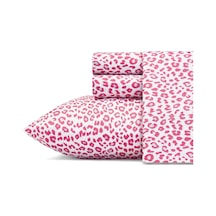 Betsey Johnson Queen Çarşaf, Yumuşak Ve Hafif, Solmaz Ve Kırışmaz Leopar Desenli, Kraliçe Boy Yatak Abanoz