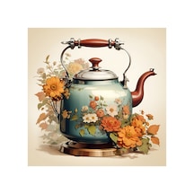 Renkli Baskılı Sayılarla Boyama Hobi Seti Çerçeveli 50x65 Cm: Papatyalı Çaydanlık - 590863361 Diğer