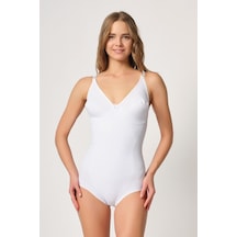 Beyaz Mı Emay 2821 Balenli Double Boy Slip Lazer Korse Beyaz