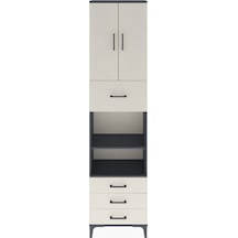 Arges Dolap 4 Raflı 4 Çekmeceli 2 Kapaklı 60x30x243 Antrasit-aytaşı Antrasit