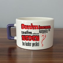 Benim Kocam Kargoyla Mı Teslim Edilecek Baskılı Mor Kulplu C Fincan