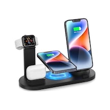 4'ü 1 Arada Kablosuz Şarj Yuvası, Apple Mikro/tip C Telefonlar İçin 360 Derece Dönen Şarj Yuvası, İwatch Serisi, Airpods, İphone, Samsung Galaxy İçin Qi Hızlı Şarj Yuvası Çok Renkli