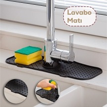 Siyah Su Tutucu Musluk Matı Mutfak Banyo Için Koruyucu Musluk Lavabo Bulaşık Süngeri Matı Siyah