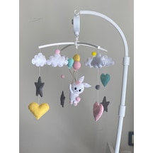 Mint Sarı Pembe Tavşan Figürlü Bebek Odası Müzikli Dönence