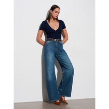 Dilvin 32758 V Yaka Kısa Kollu T-shirt-k.lacivert