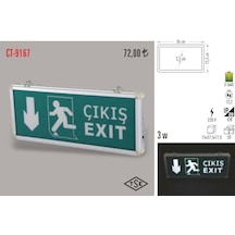 Cata Ct-9167 Acil Çıkış Exit Yönlendirme Armatür Levhası Led Yeşil