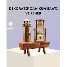 Dekoratif Ahşap Kum Saati Ve Deniz Feneri Figürlü Masa Süsü Şık Ve Fonksiyonel Tasarım