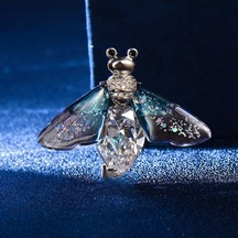 Mavi Blucome Güzel Renkli Parlak Arı Broş Böcek Şekli Kadın Kız Takım Elbise Eşarp Başörtüsü Pimleri Qualitycopper Yeni Moda Mavi