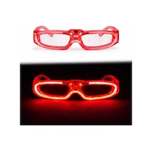 Kırmızı Led Işıklı Parti Gözlüğü 3 Modlu Glow & Gece Eğlence Gözlüğü