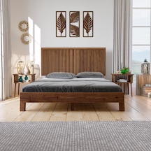 Ebruli Model Ceviz Renk Çam Ahşap Karyola-166 120 x 200