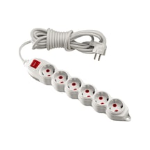 Mono Orion 6'lı Anahtarlı Topraklı Grup Priz 5 Metre (3x1) Beyaz