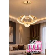 Çizgili Kasa Diana Power Led Avize Rose Gold Modern Dekoratif Halka Tasarımlı Salon Ve Yemek Odası Aydınlatma