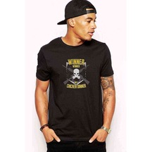 Pubg Kurukafa Sarı Gri Baskılı Siyah Erkek Tshirt