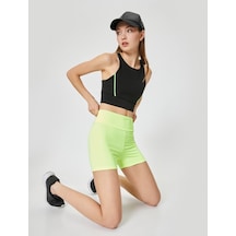 Koton Spor Kısa Tayt Yüksek Bel Slim Fit Neon Yeşili 4sak40168nk