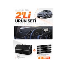 E-biz Nissan Qashqaı 2021-2024 Uyumlu Torpido Örtüsü + Deri Bagaj Çantası Seti - Siyah-gri - Nı021