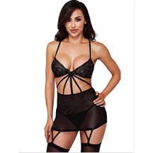 Büyük Beden Siyah Dantelli Jartiyer Takım Renk / Beden: Siyah / 4xl Çok Renkli