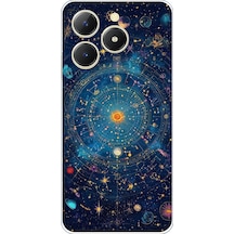 Realme C61 Uyumlu Yıldız Atlası Kozmik Rehber Baskılı Silikon Kılıf Renkli