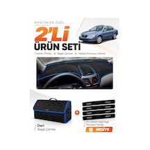 E-biz Nissan Maxima A33 1999-2003 Uyumlu Torpido Örtüsü + Deri Bagaj Çantası - Siyah-mavi - Nı006