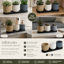 Trıoflora 3'lü Dekoratif Saksı Seti
