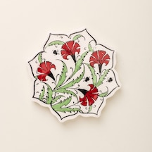 Yıldız Bardak Altlğı - Yeşil / Kırmızı - 11 Cm Çok Renkli