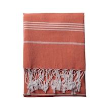 Püskül İnce Plaj Havlusu, Klasik Çizgili Peştemal Banyo Havlusu Turuncu, Paket'te 1-adet 100x180 Cm Peştemal