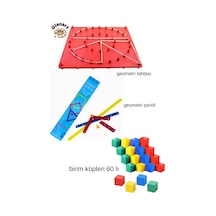 Matematik Metaryelleri Geometri Şeridi, Geometri Tahtası Ve Birim Küpleri 3 Ü Bir Arada