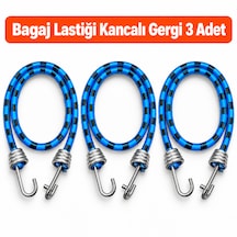 Bagaj Lastiği Kancalı Gergi 3 Adet - 90 Cm Bagaj Lastiği/halatı - Mavi-siyah Renk Mavi - Siyah