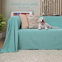 Kaymaz Koltuk Örtüsü Çift Taraflı Mikrofiber Şönil 175x350 Cm Xl- Su Yeşili Kedi Köpek Ve Çocuk Dostu Su Yeşili