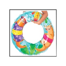 Uyguna-yakala Çocuk Yüzme Simidi Şeffaf Desenli Gök Mavisi 61cm-mıt.006 Çok Renkli
