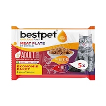 Bestpet Tavuk Ve Sığır Etli Tahılsız Jöle İçinde Yetişkin Kedi Yaş Maması 5x85 Gr