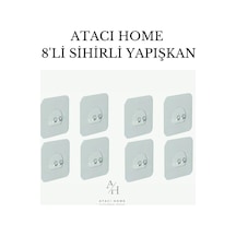 Atacı 8 Adet Çok Güçlü Sihirli Yapışkan, Yedek Sticker 8'li, Yeniden Kullanılabilir Güçlü Yapışkan Şeffaf