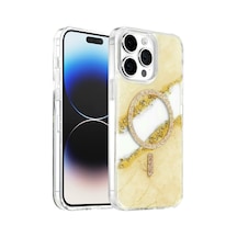 Onegif Apple İphone 14 Pro Max Lotus Simli Magsafe Kapak - Gümüş - Gümüş