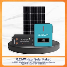 6.2kw Solar Paket 8x600w Bifacial Panel + 48v 100ah Lifepo4 Lityum Batarya + Mppt İnverter