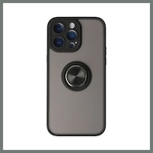 Bezos İphone 14 Pro Max Uyumlu Kılıf Montreal Yüzüklü Silikon Kapak - Siyah Mmbz