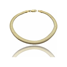 Magold Balık Sırtı Ezme İtalyan 5 Mm 14 Ayar Altın Bileklik Sarı Altın