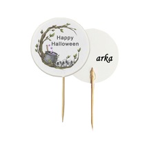 20 Adet Sarmaşıklı Büyücü Kazanı Baskılı Happy Hallowen Kürdanı 6,5 Cm - Cadılar Bayramı