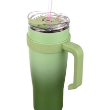 Essence Pipetli Paslanmaz Çelik Termos Bardak - 1000 Ml Haki - Yeşil