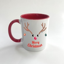 Merry Christmas Geyik Baskılı Kırmızı Mega Yılbaşı Kupası