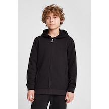 Lescon Çocuk Fermuarlı Kapüşonlu Sweatshirt 25s-3263-25n Siyah